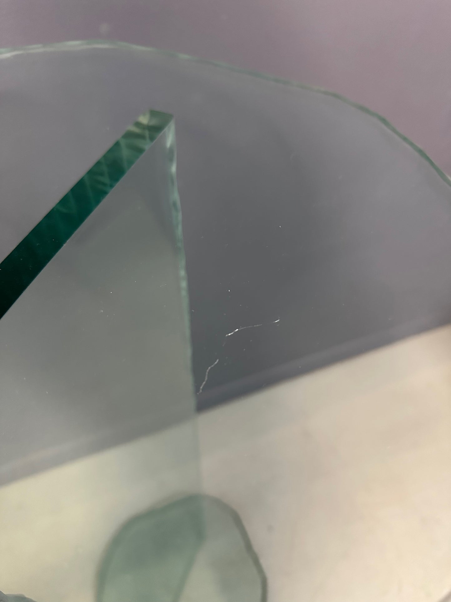 1990s Post Modern Rough Edge Glass Pedestal
