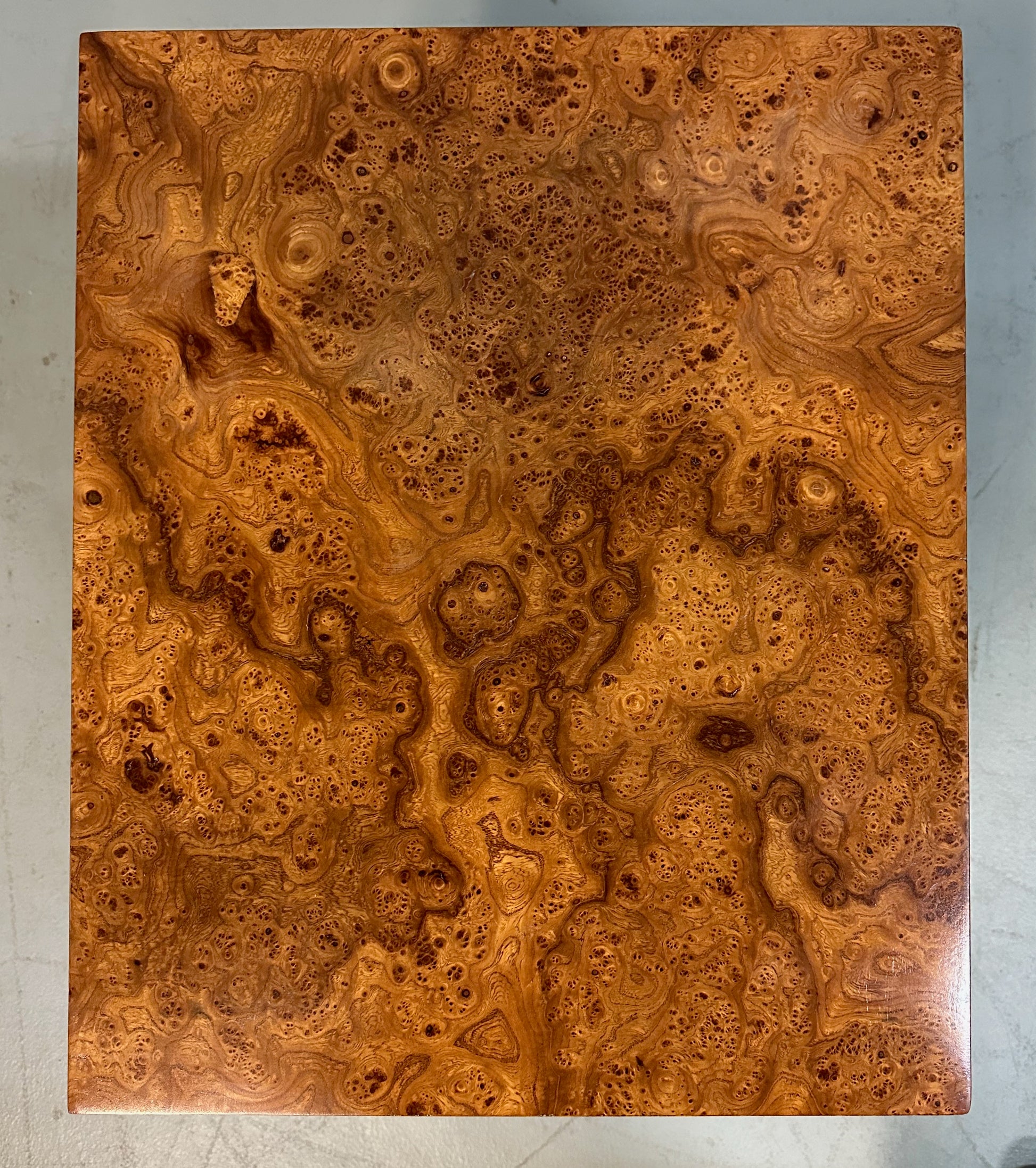 1980s Milo Baughman Chrome and Olivewood Burl Side Table Mid Century