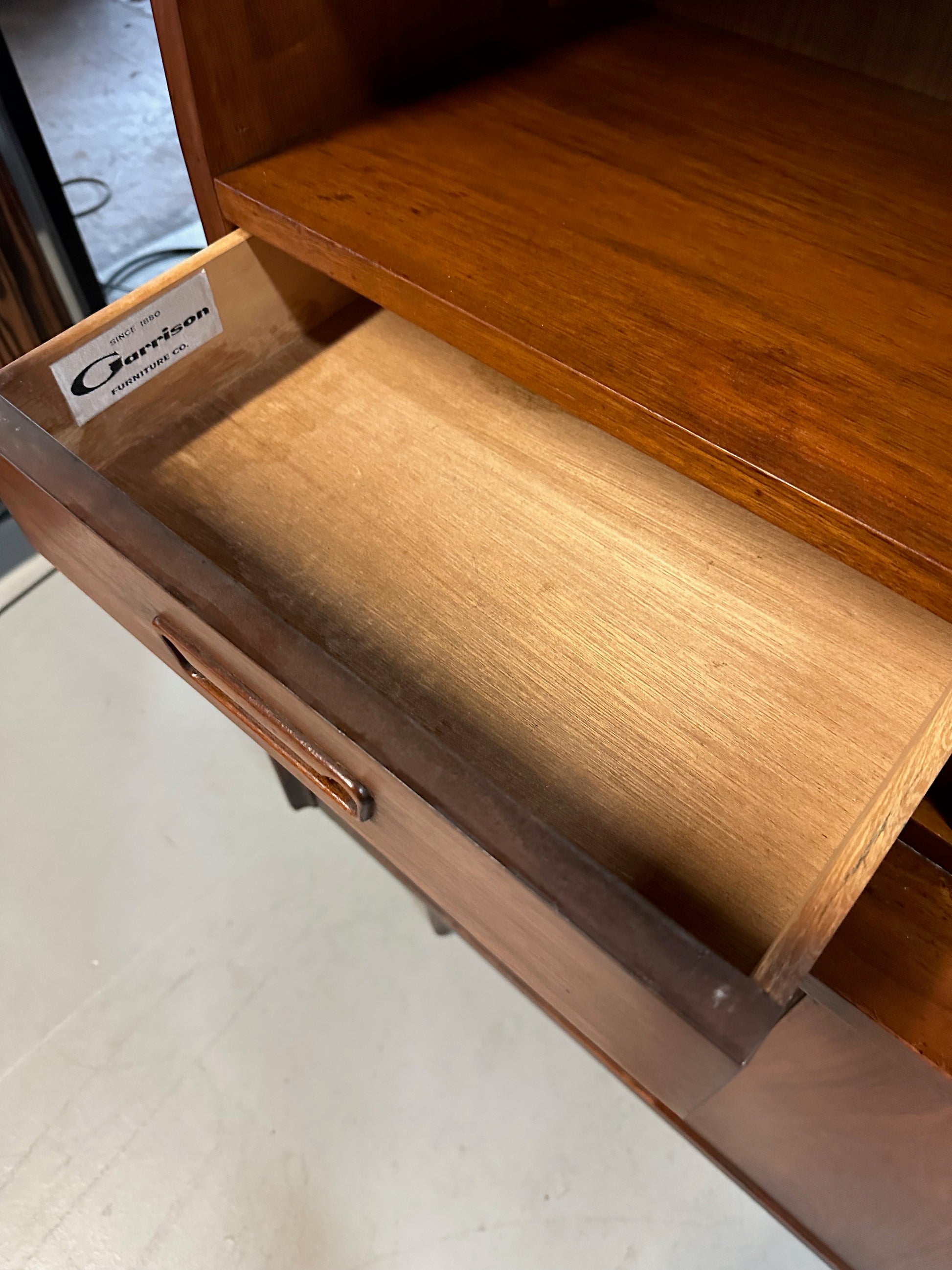 1970s Garrison Mid Century Walnut 2 Door China Cabinet