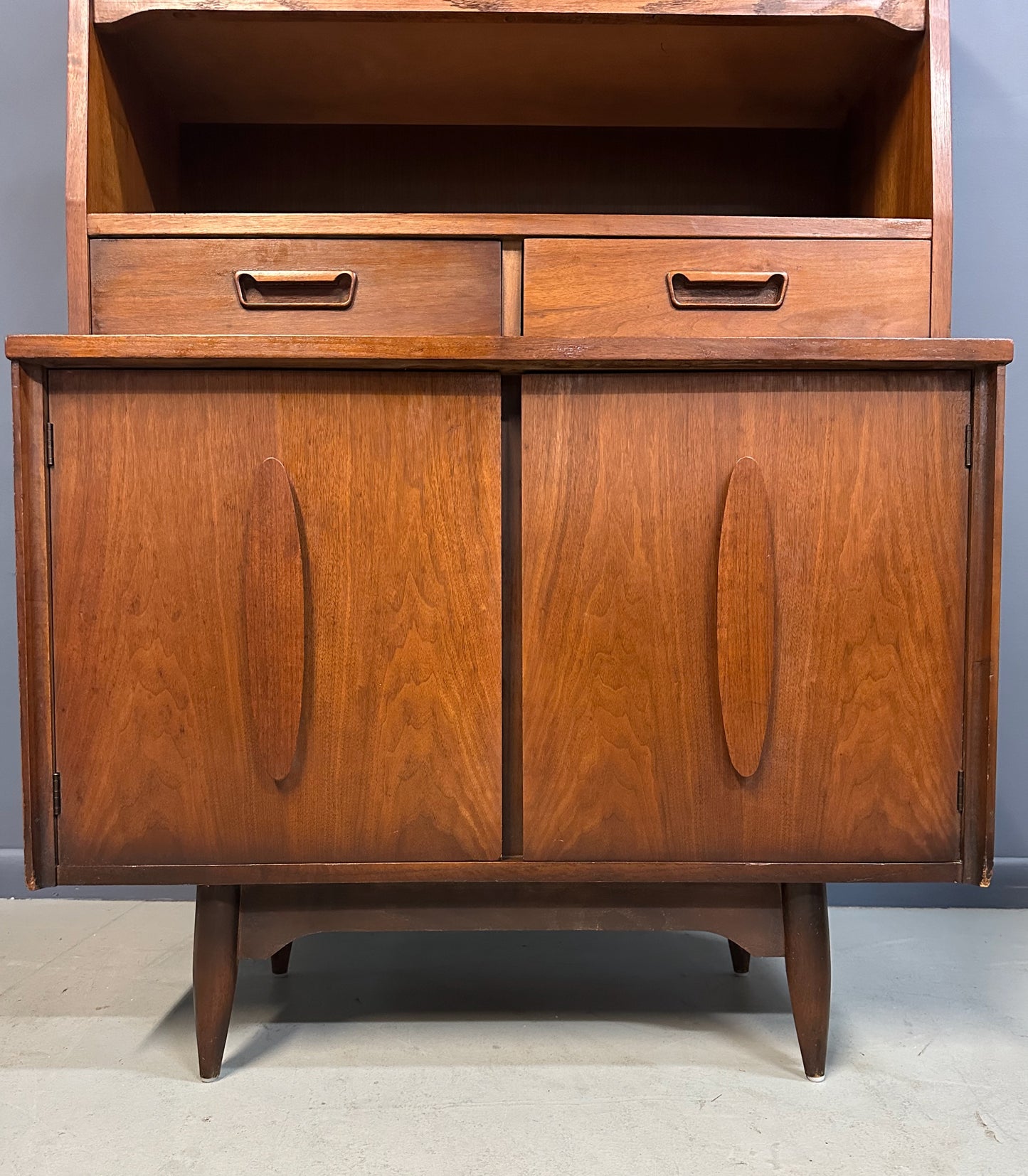 1970s Garrison Mid Century Walnut 2 Door China Cabinet