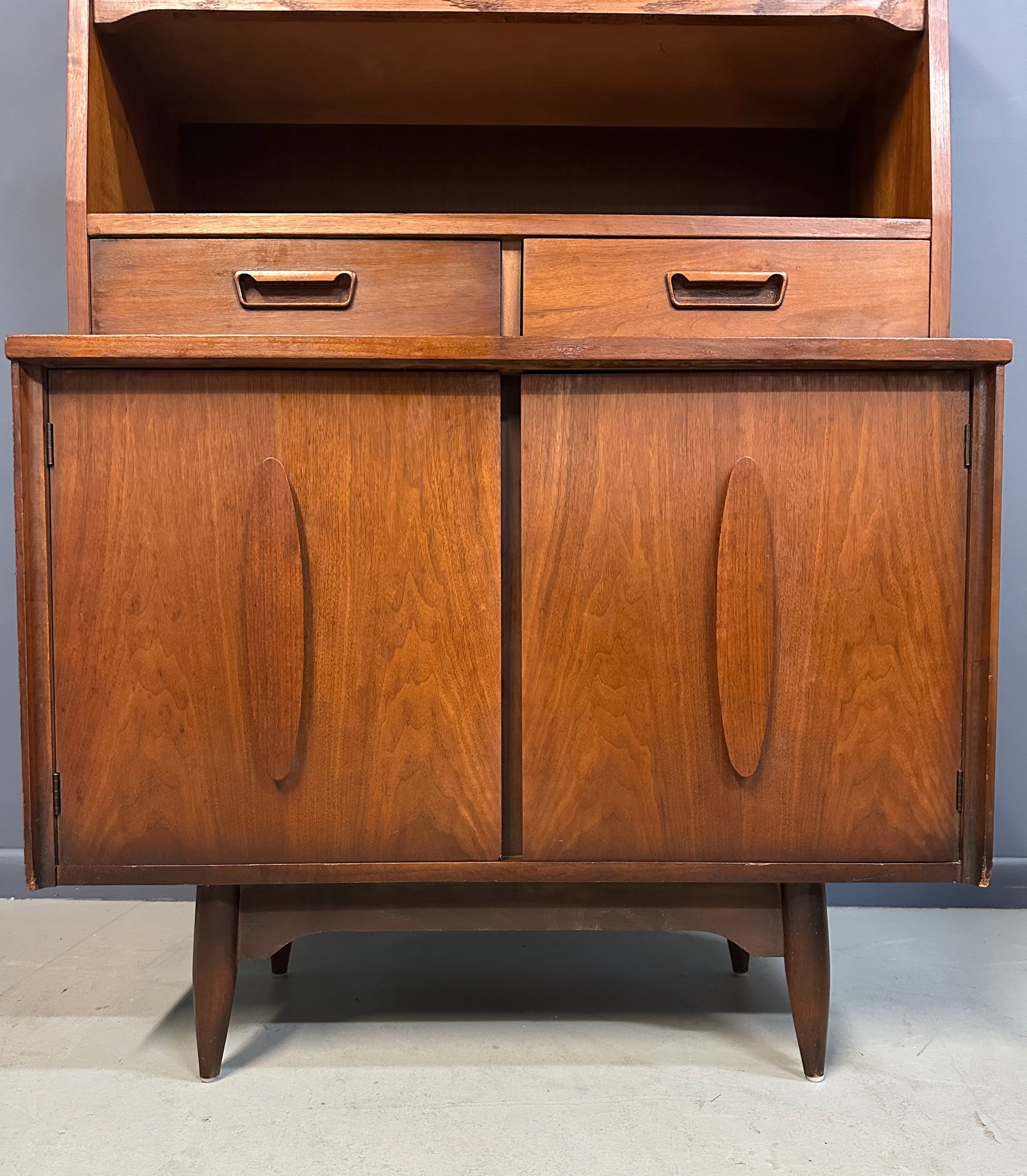 1970s Garrison Mid Century Walnut 2 Door China Cabinet