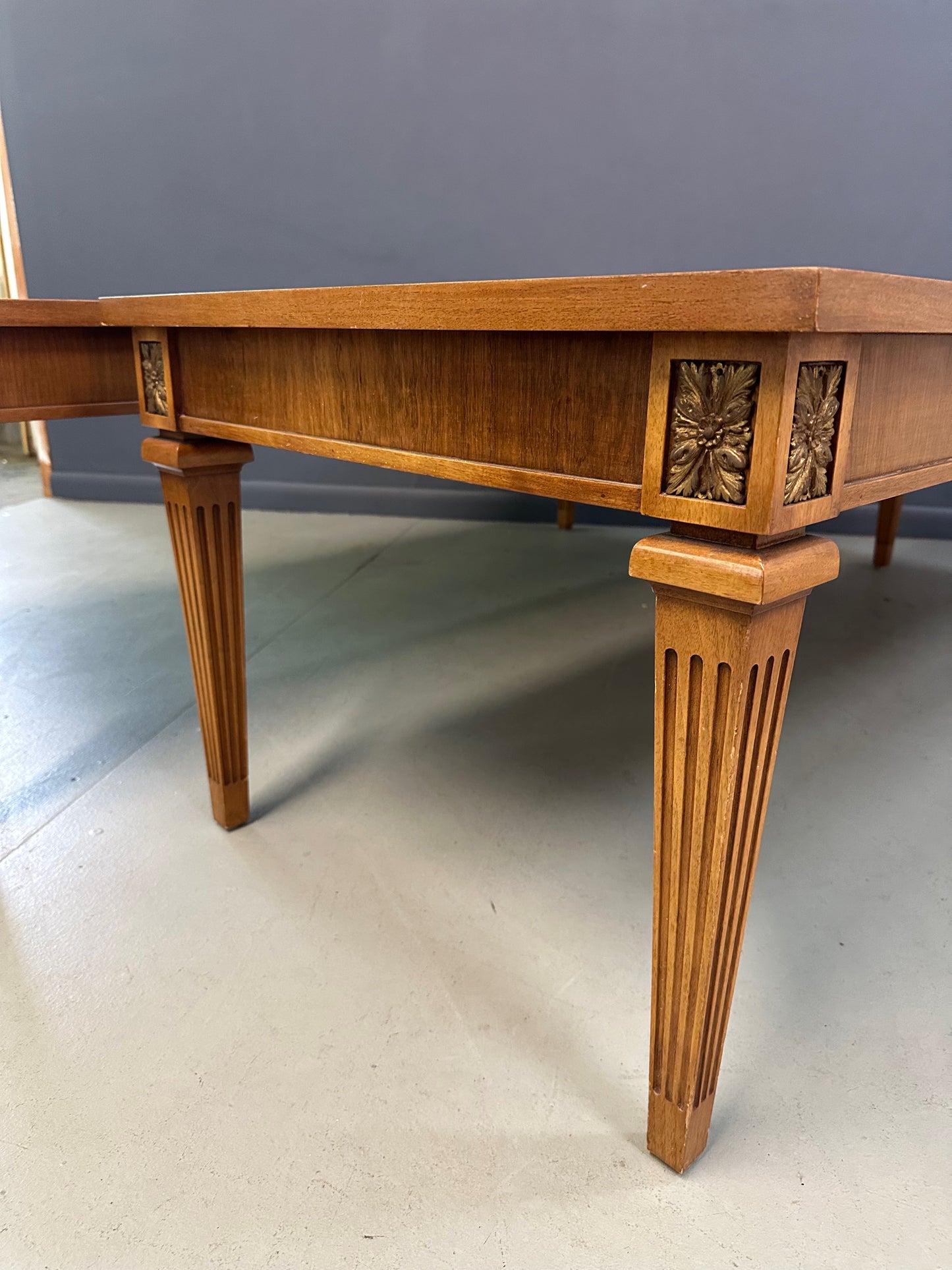 Pair of Mid-Century Neoclassical Style Tables with Rosewood Tops and Fluted Legs