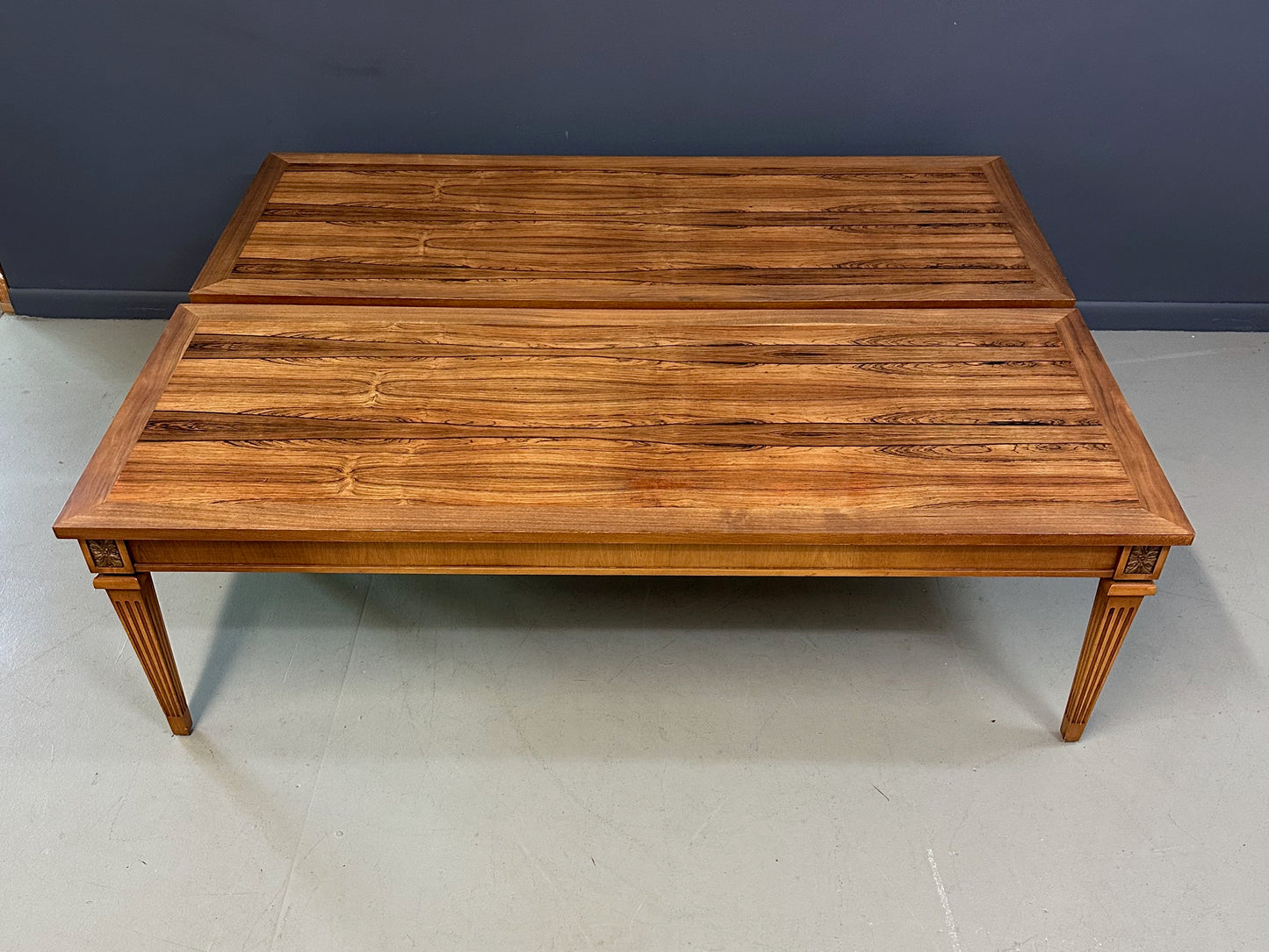 Pair of Mid-Century Neoclassical Style Tables with Rosewood Tops and Fluted Legs