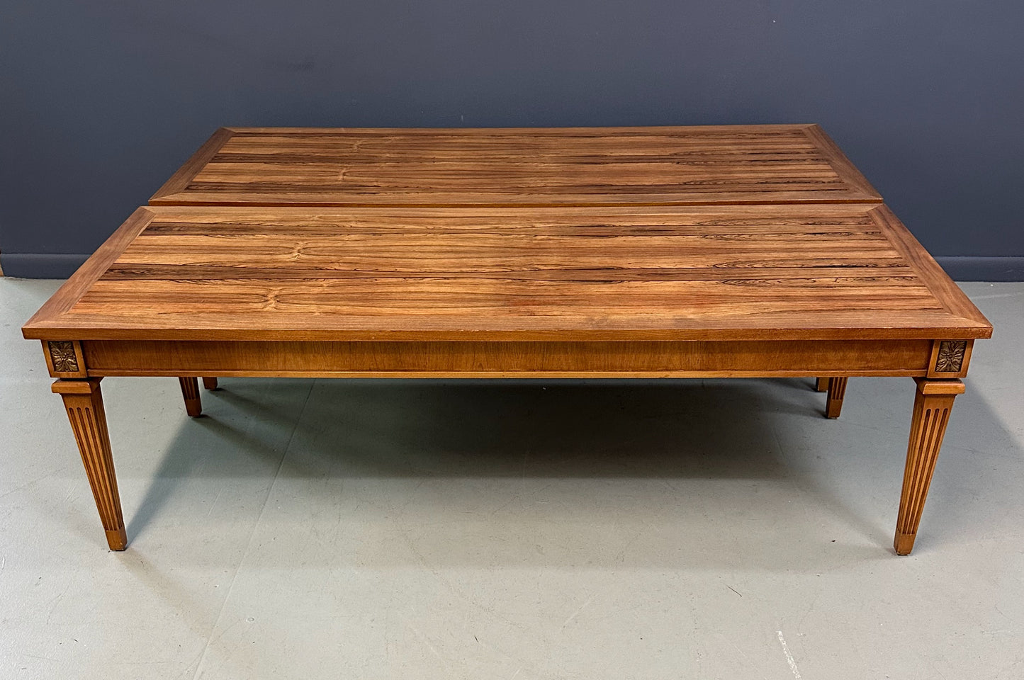 Pair of Mid-Century Neoclassical Style Tables with Rosewood Tops and Fluted Legs