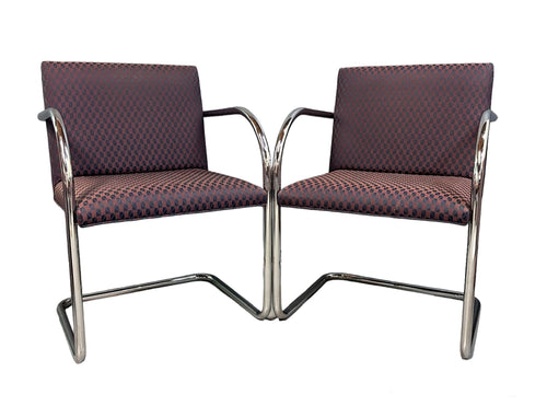 Pair of Tubular Ludwig Mies van der Rohe Brno Armchairs by Gordon International