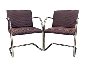 Pair of Tubular Ludwig Mies van der Rohe Brno Armchairs by Gordon International