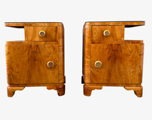 Load image into Gallery viewer, Art Deco Sculptural Nightstands With Bookmatched Burl Veneer