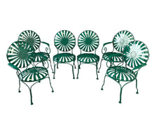 Load image into Gallery viewer, Set of Six 1940s Iron &amp; Steel Garden Patio Bistro Cafe Chairs by Francois Carré