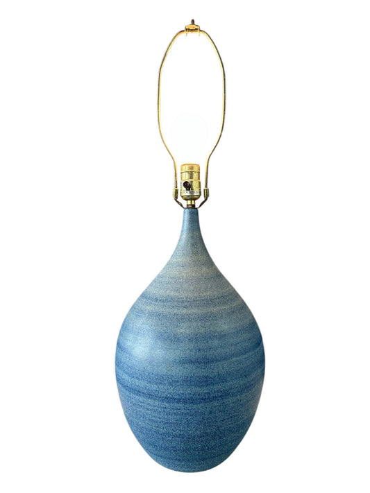 Mid-Century Design Technics Teardrop Ceramic Table Lamp – Elegant Blue and Gray Glaze, Iconic Vintage Pottery Lighting, Timeless Modernist Design