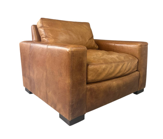 SOLD – Maxwell Leather Lounge Chair by Restoration Hardware