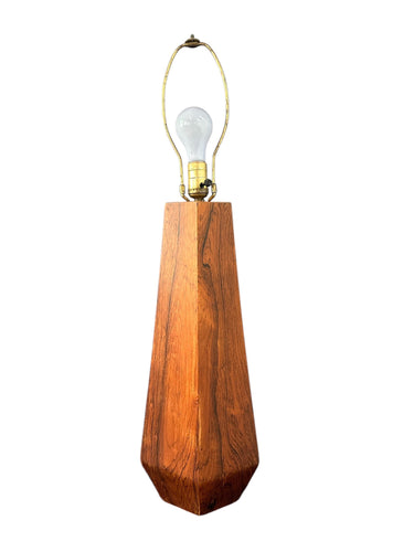 Large Hexagonal Rosewood Danish Table Lamp Mid Century