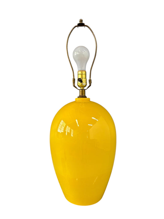 1970s Haeger Yellow Ceramic Table Lamp – Large Mid-Century Modern Accent Lighting, Bold Intense Yellow Glaze, Iconic Vintage Design Statement