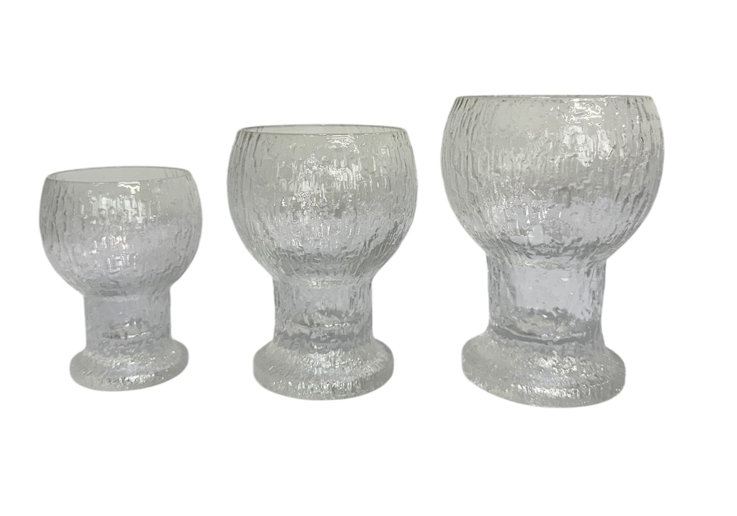 Vintage Kekkerit stemware by Timo Sarpaneva for Iittala, mid-century modern textured glass goblets