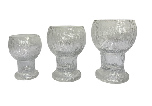 Vintage Kekkerit stemware by Timo Sarpaneva for Iittala, mid-century modern textured glass goblets