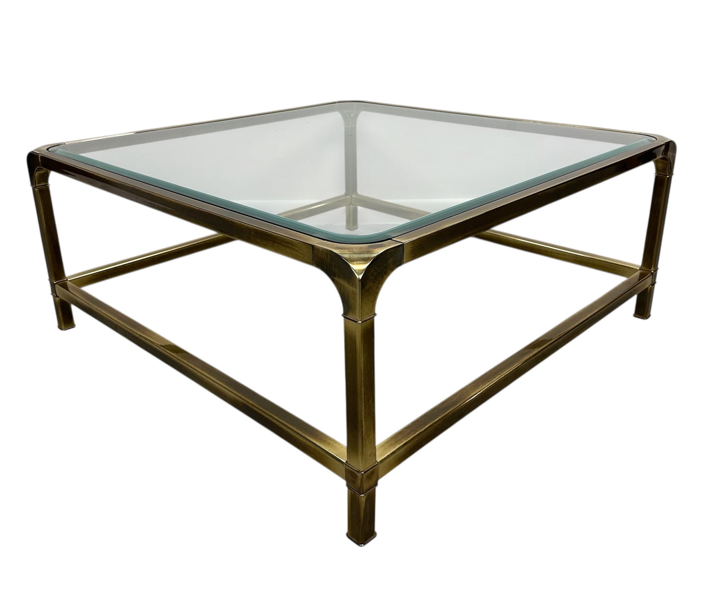 Mid-Century brass and glass coffee table by Mastercraft, square extra-large design