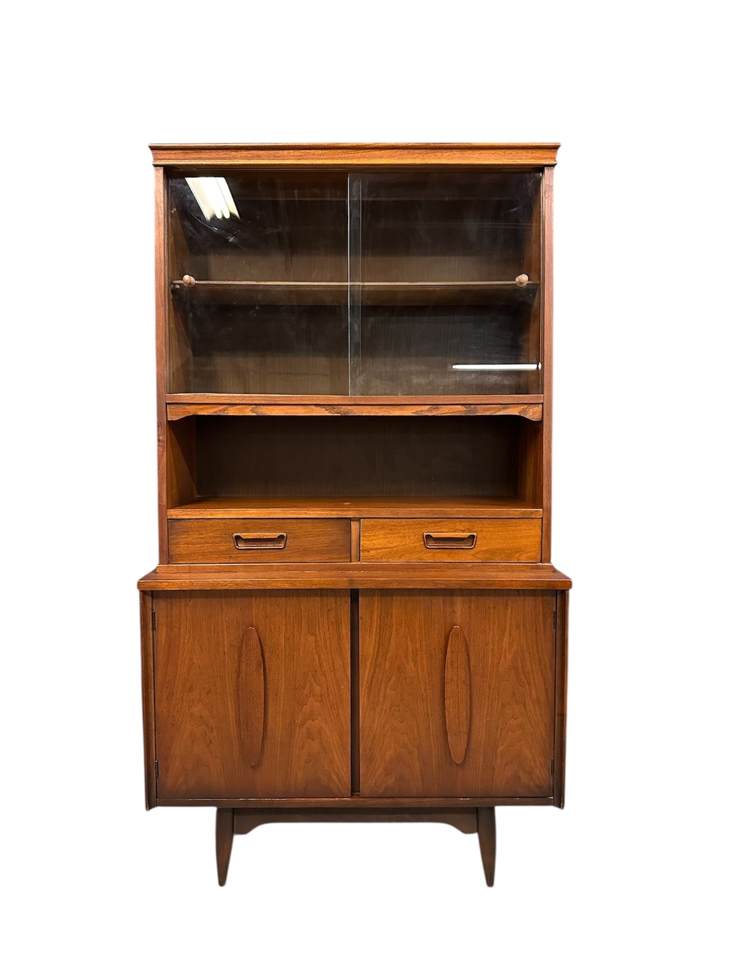 1970s Garrison Mid Century Walnut 2 Door China Cabinet