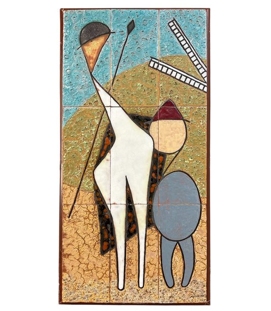Mid-Century Ceramic Tile Wall Plaque of Don Quixote by Danos, Greece, 1960s