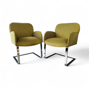 Pair of Flat Bar Lounge Chairs in the Style of Milo Baughman