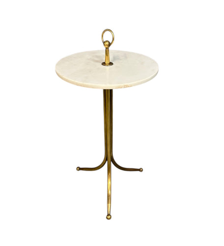 1950s Italian Cesare Lacca Brass and Marble Drinks Table Mid Century