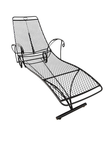 Trio of Mid Century Iron Mesh Chaise Lounges in the Style of Salterini