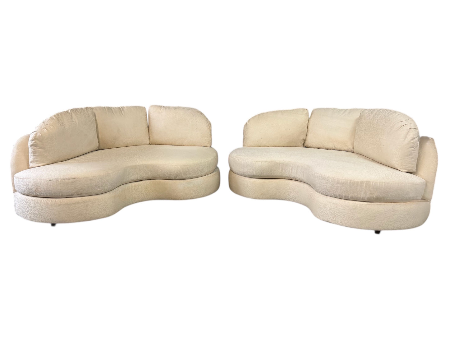 SOLD – Pair of Custom 1980s Curved Loveseats for Classic Gallery Mid Century