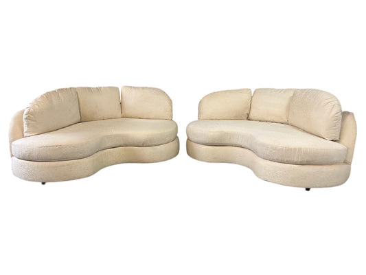 SOLD – Pair of Custom 1980s Curved Loveseats for Classic Gallery Mid Century