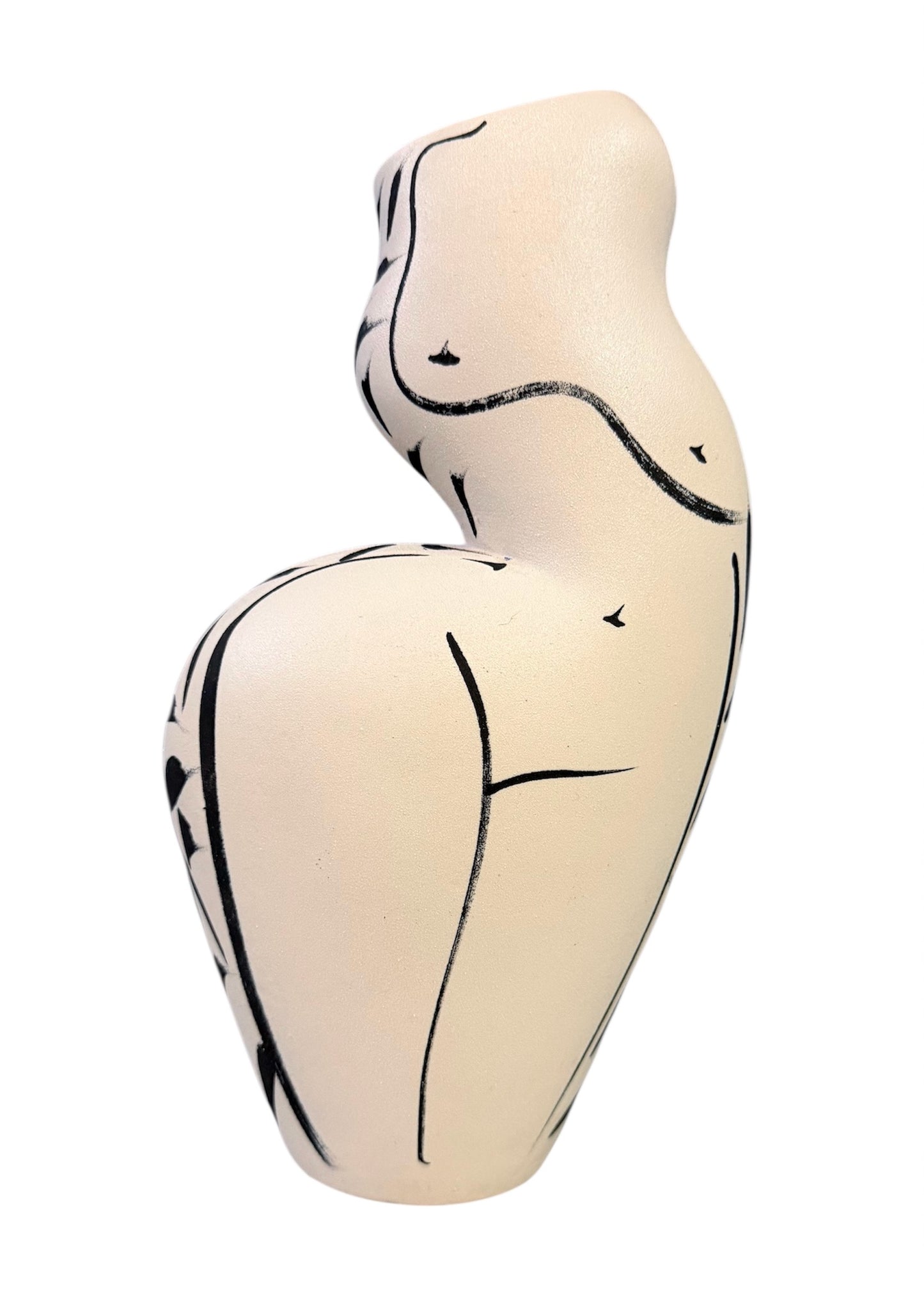 2000s Ceramic Vase with a Woman’s Figure by Donna Polseno Mid Century