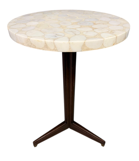Edward Wormley Model #5928 “A” Table for Dunbar, Walnut, Brass, and Terrazzo Top