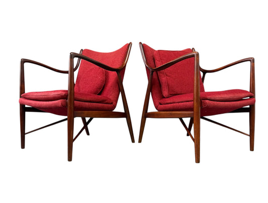 Pair of Finn Juhl NV #45 Chairs in Walnut by Baker Circa 1955 Mid Century