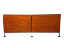 Load image into Gallery viewer, Florence Knoll 6-Drawer Double Dresser in Teak with Satin Nickel Base 1960s