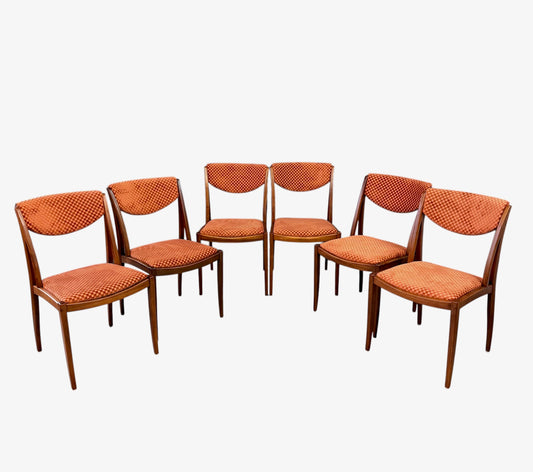 Barney Flagg for Drexel Midcentury Walnut Dining Chairs set of Six