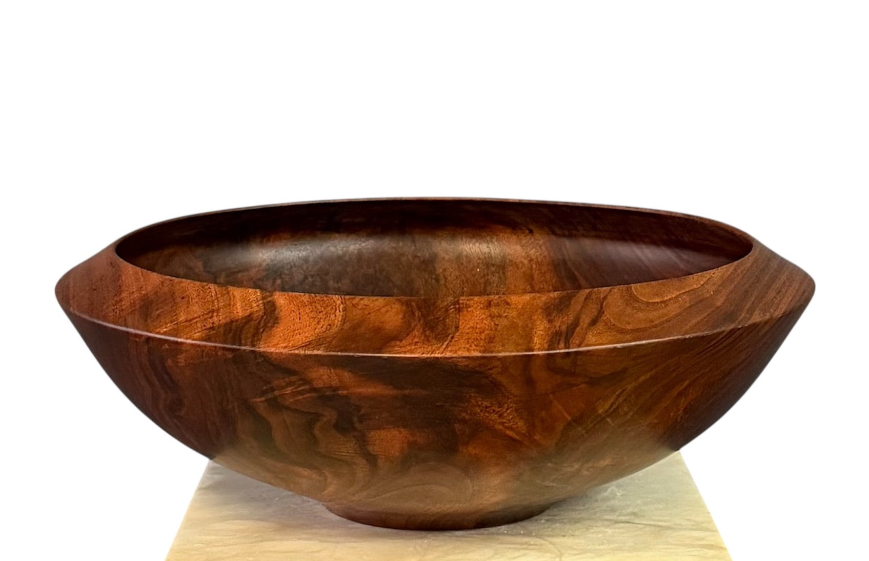 Bruce Mitchell Claro Walnut Turned Bowl, 1981 – Sculptural Studio Wood Vessel