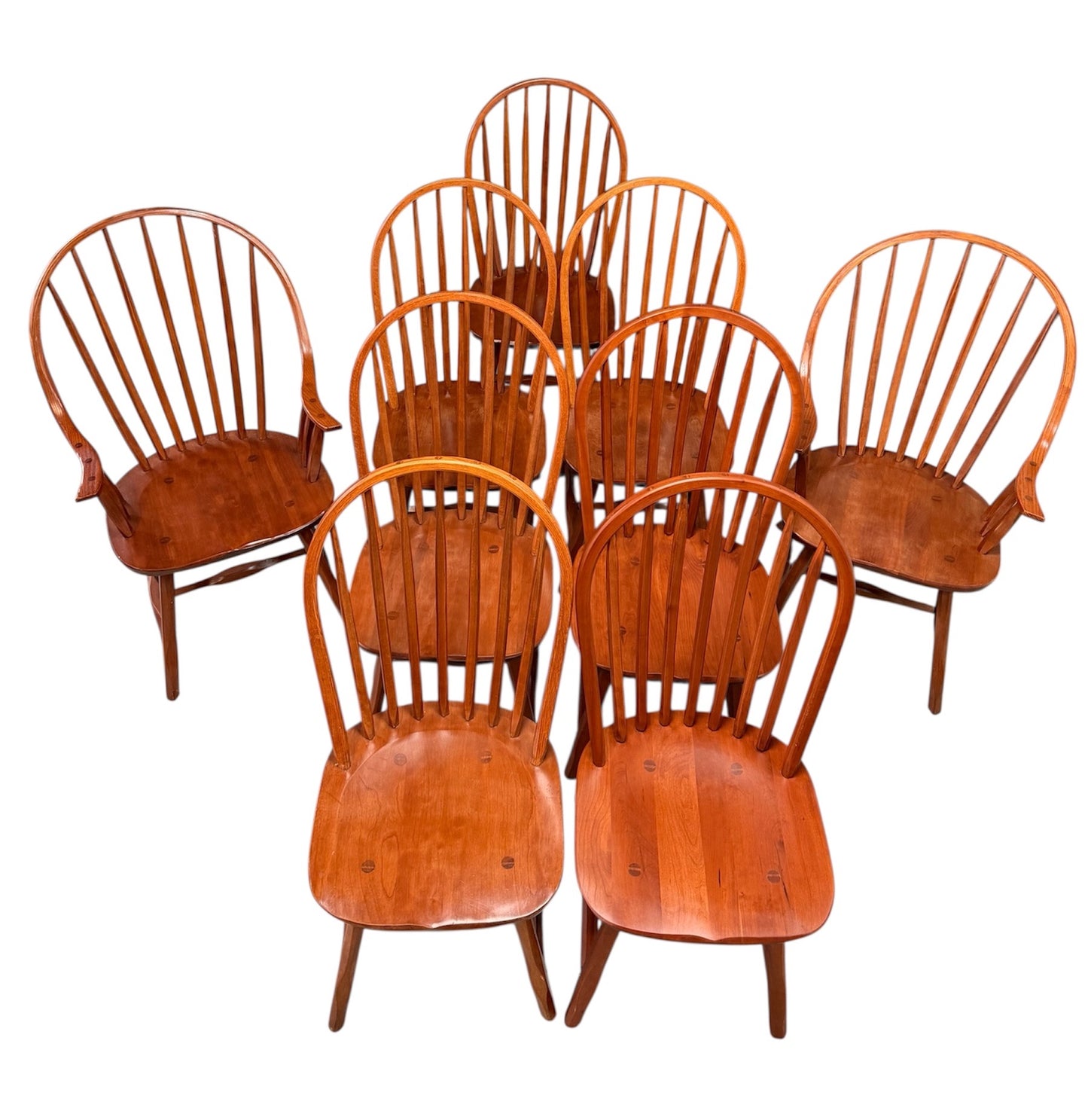 Set of Nine Hunt Country Continuous Bow Dining Chairs 2 Armchairs & 7 Side Chair