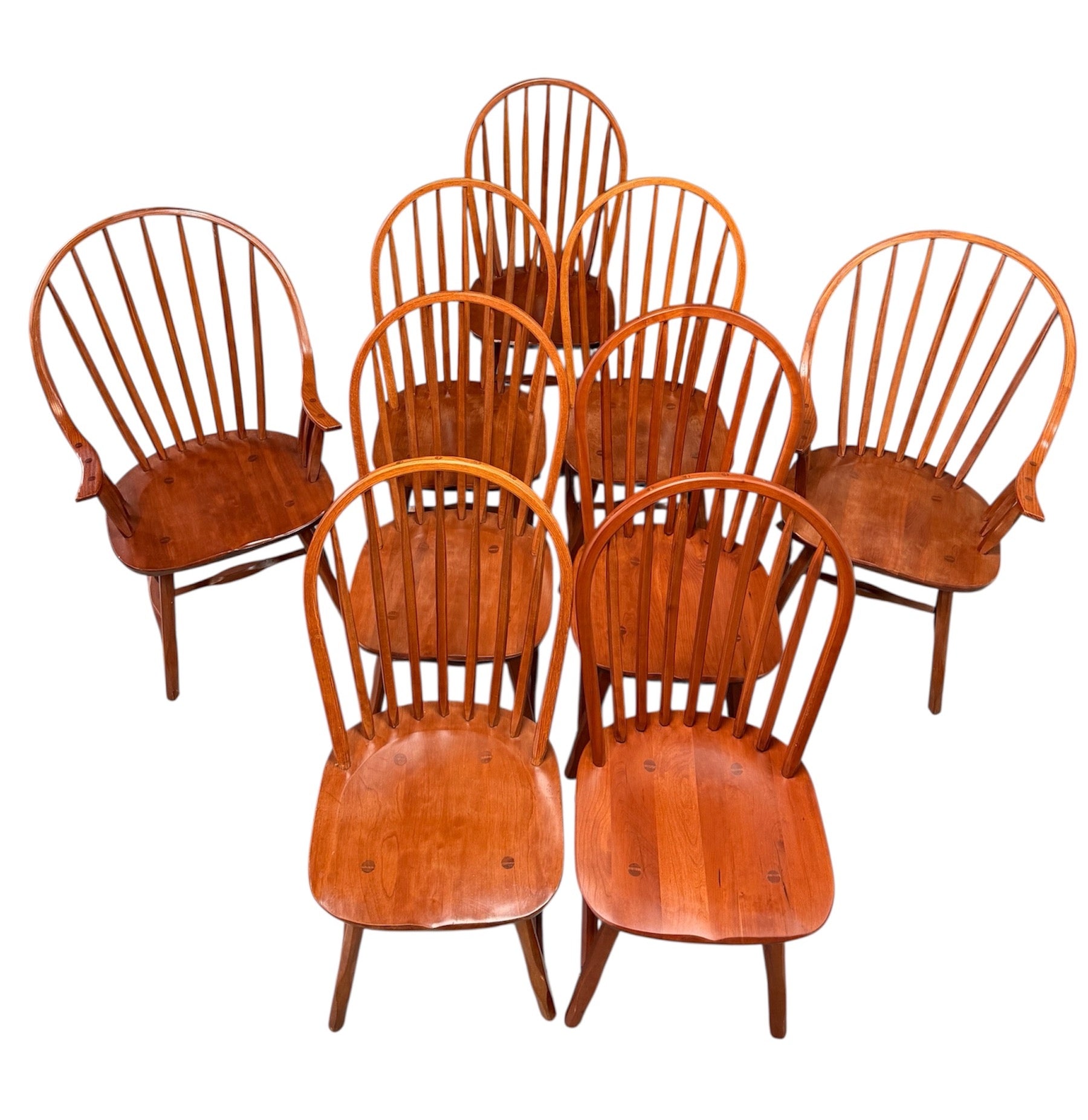 Set of Nine Hunt Country Continuous Bow Dining Chairs 2 Armchairs & 7 Side Chair
