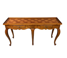 Load image into Gallery viewer, Baker Furniture French Provincial Console Table with Parquetry Inlaid Top 1980s