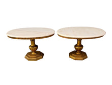 Load image into Gallery viewer, Pair of Neoclassical Style Marble Top Pedestal Side Tables with Giltwood Bases