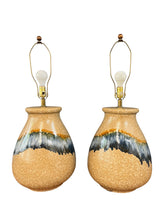 Load image into Gallery viewer, Pair of Sunset Cosco Drip Glaze Ceramic Table Lamps in Earth Tones, 1970s