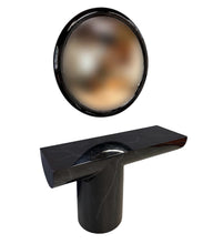 Load image into Gallery viewer, J. Wade Beam Postmodern Black Marbleized Console Table w/Matching Round Mirror