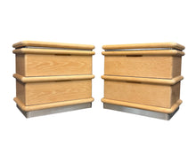 Load image into Gallery viewer, Pair of Jay Spectre for Century Cerused Oak Nightstands with Brushed Steel Bases
