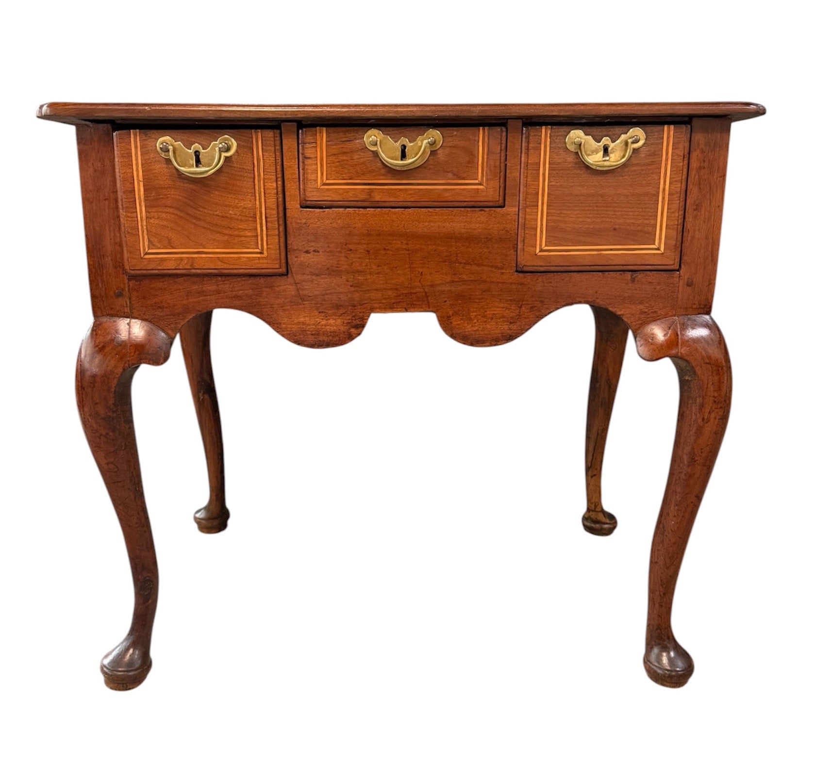 George III Walnut Lowboy Dressing Table, English c. 1770 with Boxwood Stringing