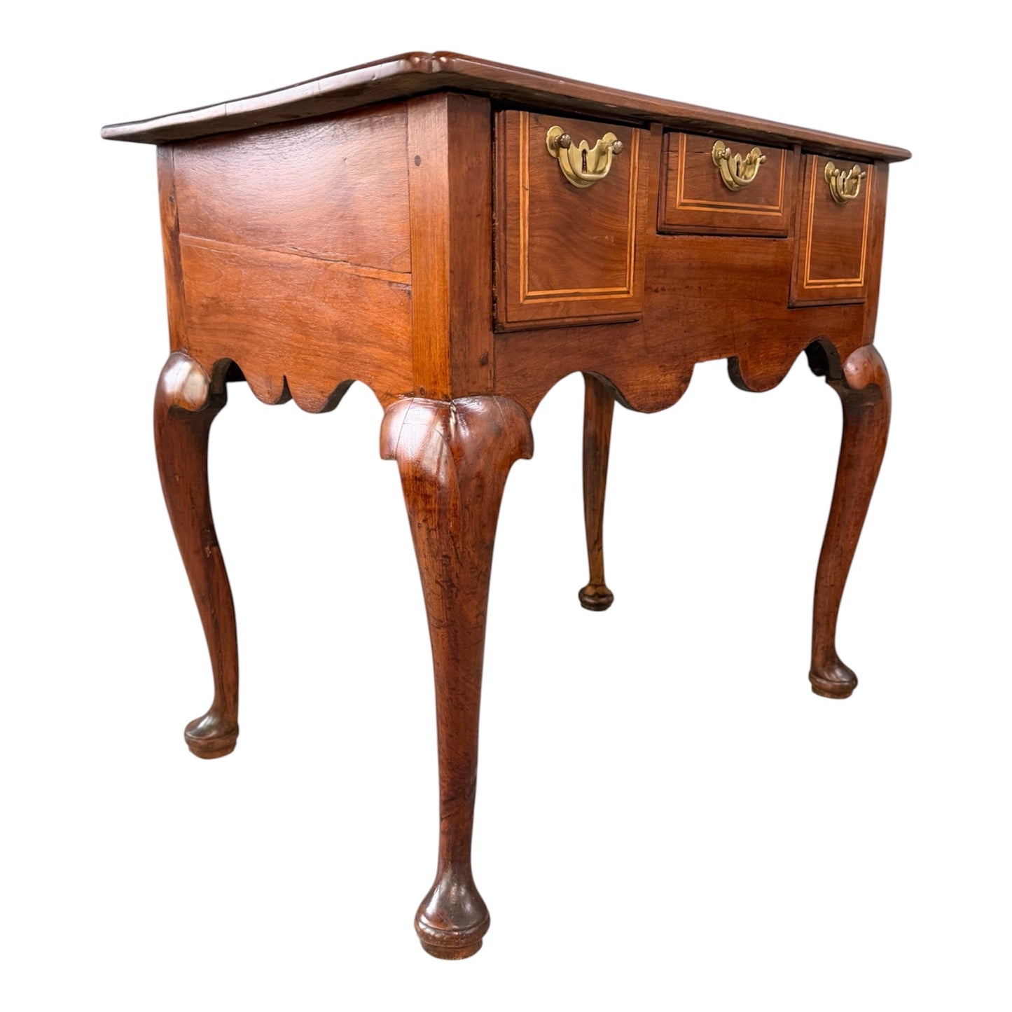 George III Walnut Lowboy Dressing Table, English c. 1770 with Boxwood Stringing