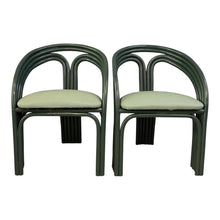 Load image into Gallery viewer, Set of 6 Postmodern Green Bent Rattan Dining Chair in the Style of Axel Enthoven