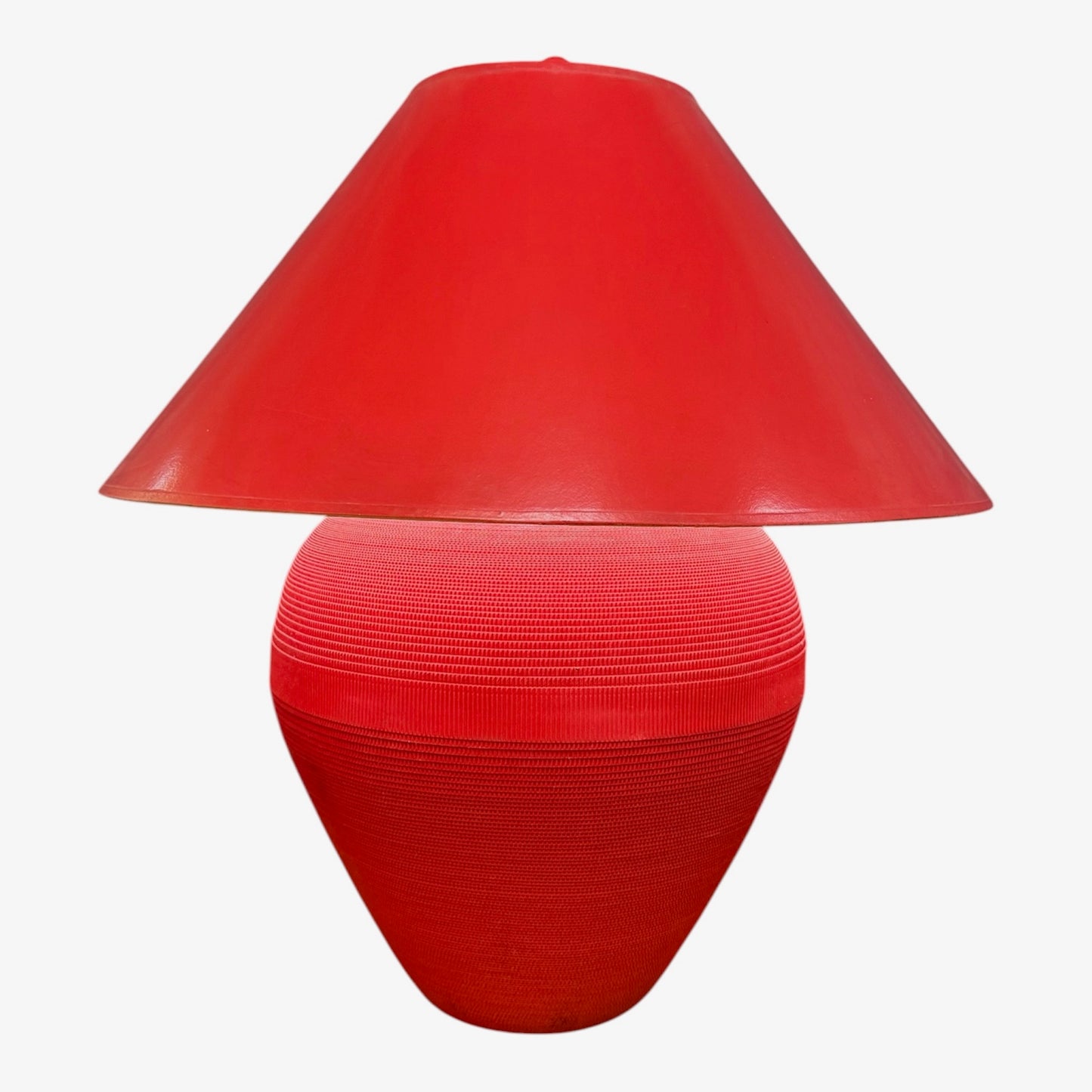 Flute of Chicago Postmodern Corrugated Cardboard Table Lamp in Red, 1980s