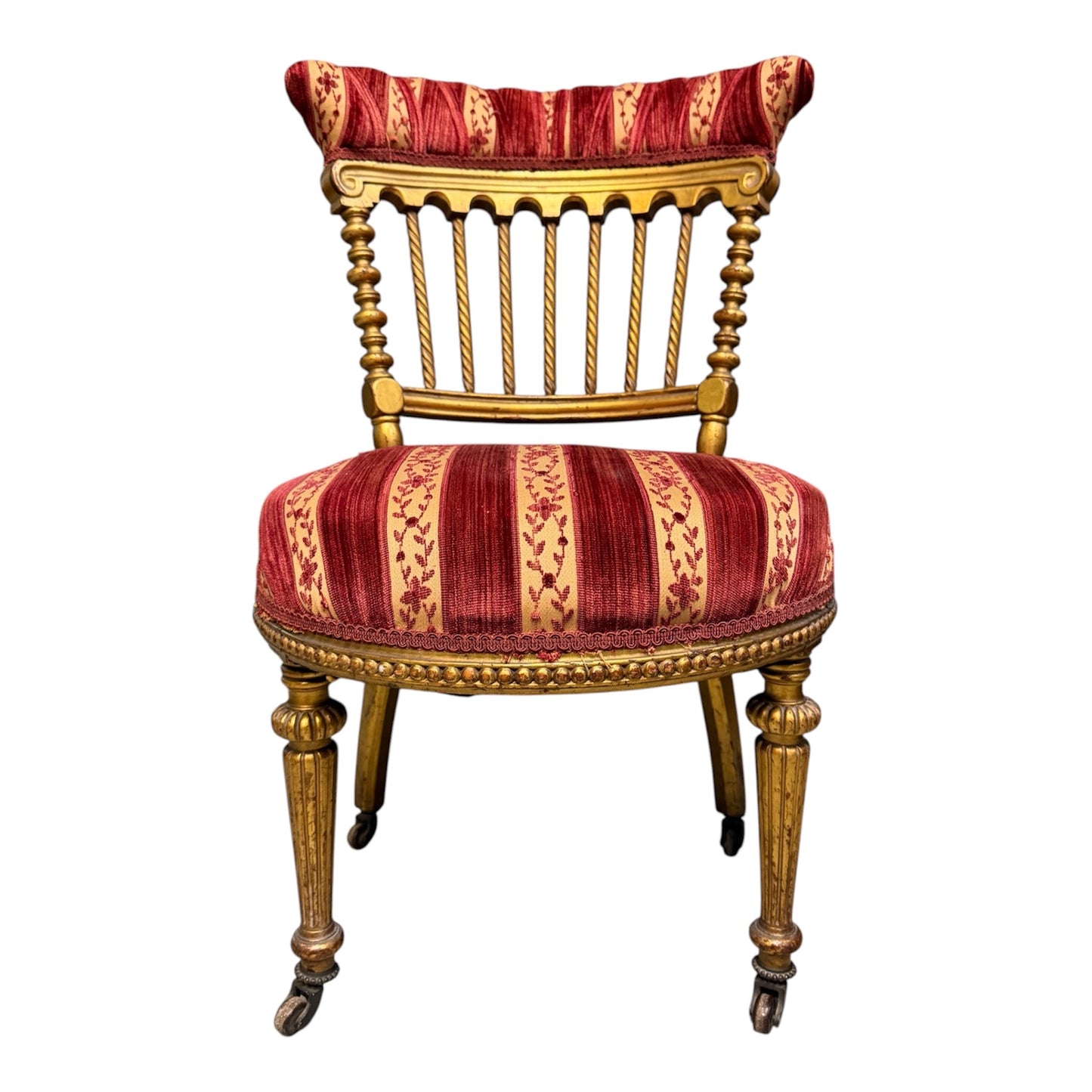 French Napoleon III Giltwood SpindleBack Chair in the Louis XVI Taste circa 1870