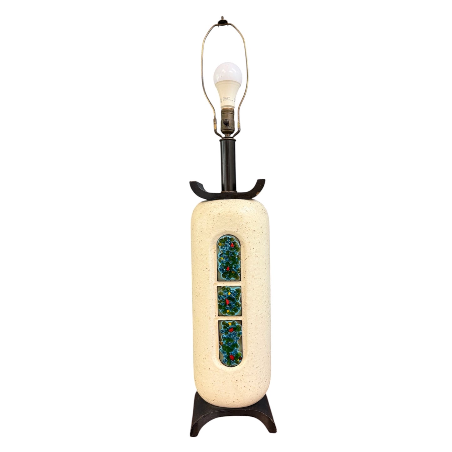 Ceramic Lamp W/ Fused Glass Mosaic Panels, Attributed to Bitossi for Raymor 1960