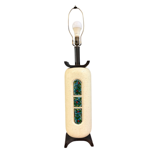 Ceramic Lamp W/ Fused Glass Mosaic Panels, Attributed to Bitossi for Raymor 1960
