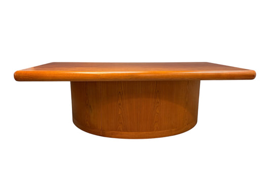 Dyrlund Danish Teak Executive Desk with Rounded Drum Pedestal Base, c. 1970s