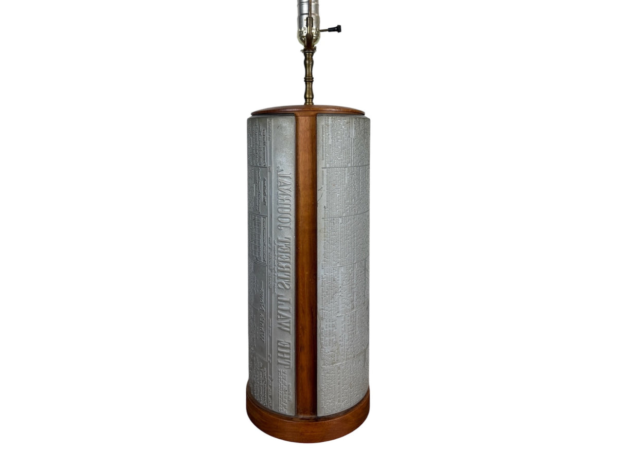 Wall Street Journal Printing Plate Table Lamp, January 4, 1960, Walnut and Metal