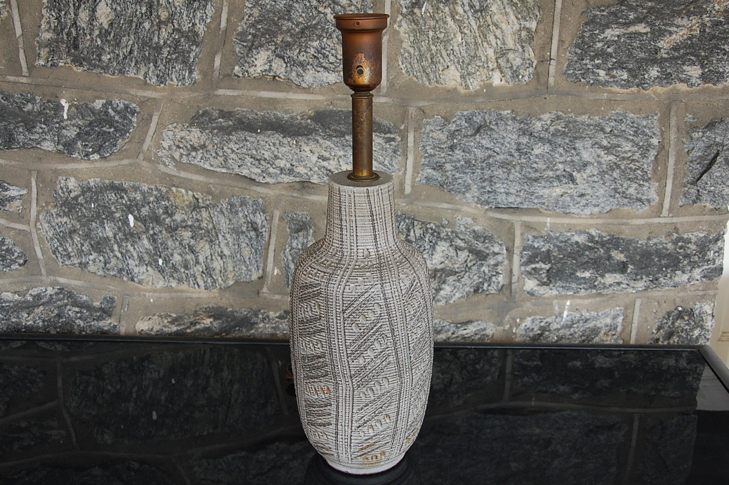 Design Technics Large Ceramic Incised Lamp mid century