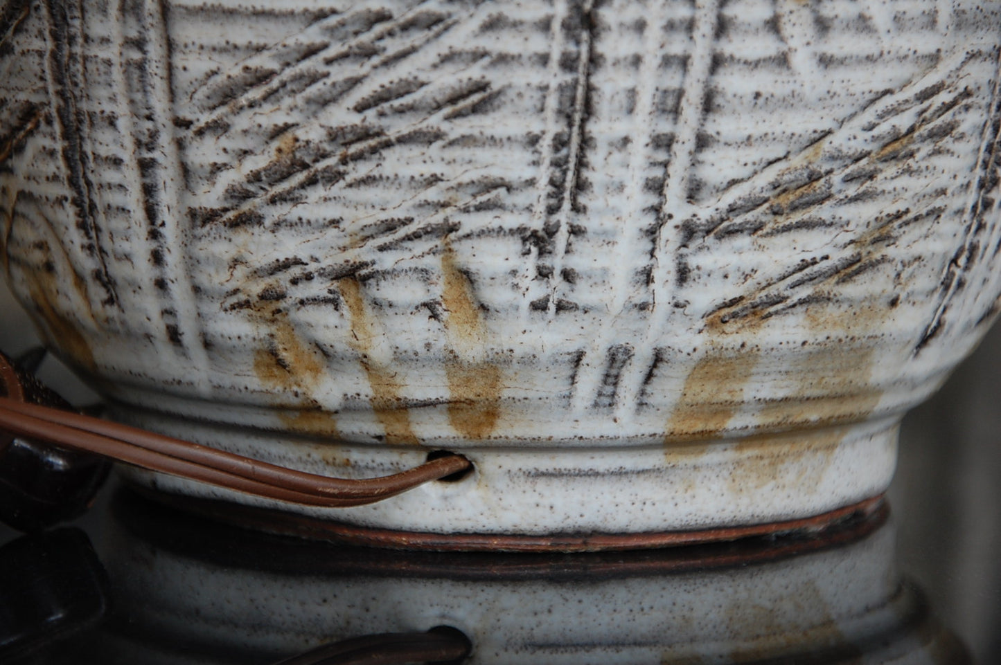 Design Technics Large Ceramic Incised Lamp mid century